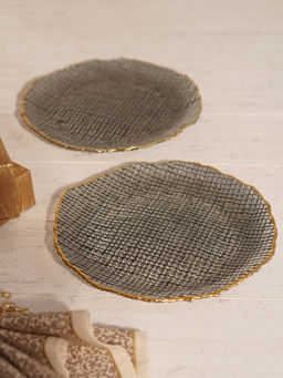Pure Home + Living - Grey Fizz Textured Dessert Plates Set of 2