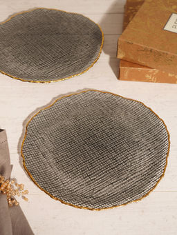 Pure Home + Living - Grey Fizz Textured Charger Plates Set of 2