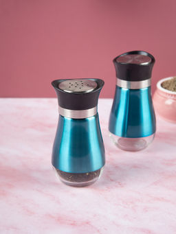 Voncasa - Salt & Pepper Set Blue Stainless Steel Glass Set of 2 120 ML