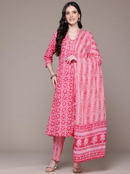 Readiprint - Printed Pink Kurta and Pant with Dupatta (Set of 3)