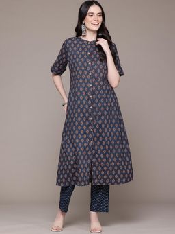 Readiprint - Printed Navy Blue Kurta and Pant (Set of 2)
