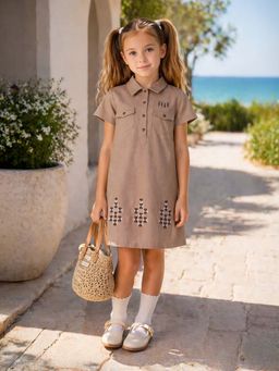 ELLE - Beige Solid Girls Dress