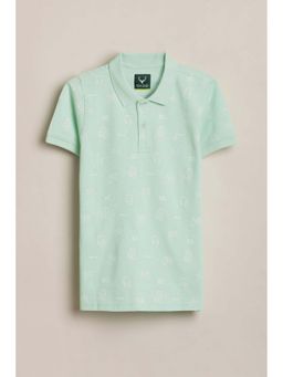 Allen Solly - Boys Green Printed Polo T-Shirt