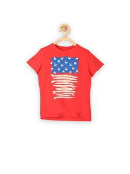 Allen Solly - Boys Red Printed Crew Neck T-Shirt