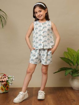 Miyo - Girls Printed Cotton Linen Co-Ord Set