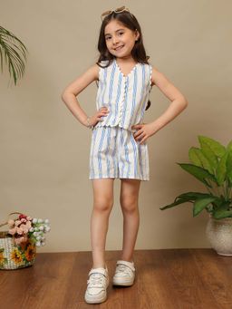 Miyo - Girls Striped Cotton Polyester Co-Ord Set