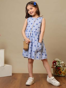 Miyo - Cotton Dobby Striped Fit & Flare Dress
