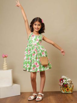Miyo - Floral Printed Rayon Fit & Flare Dress