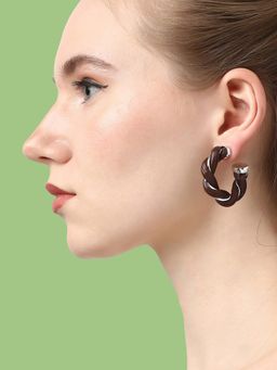 Sohi - Silver Plated Party Designer Stone Hoop Earring for Women(6286)