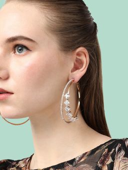 Sohi - Gold Plated Party Designer Hoop Earring for Women(7435)