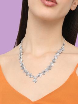 Sohi - Silver Plated Designer Stone Party Necklace for Women(4713)