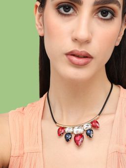 Sohi - Gold Plated Designer Stone Party Necklace for Women(4720)