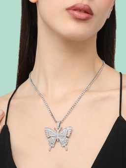 Sohi - Silver Plated Designer Stone Casual Necklace for Women(4726)