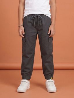KiddoPanti - Cotton Grey Solid Joggers