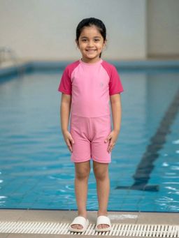 KiddoPanti - Multi-Color Polyester Blend Solid Swimsuit