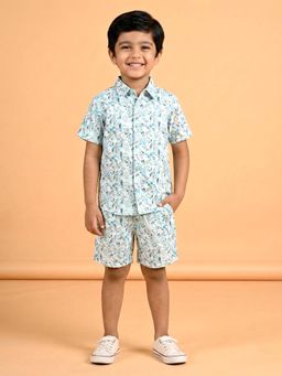 KiddoPanti - Boys Half Sleeve Floral Printed Co-Ord Set
