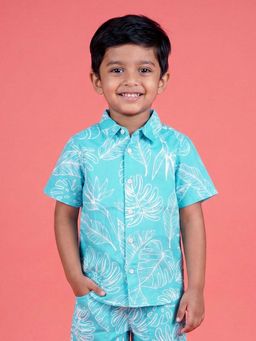 KiddoPanti - Boys Cotton Woven Half Sleeves Graphic Printed Shirt