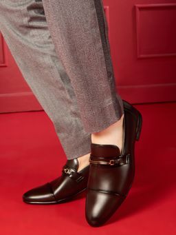 ATESBER - Mens Red Casual Solid Round Toe Loafers