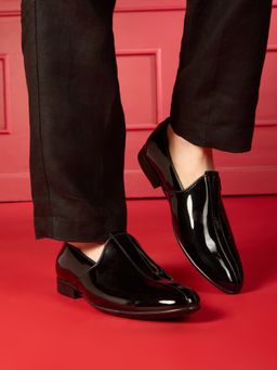 ATESBER - Mens Black Casual Solid Round Toe Loafers