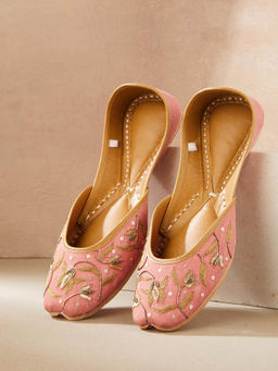 Fabindia - Pink Leather Embellished Juttis