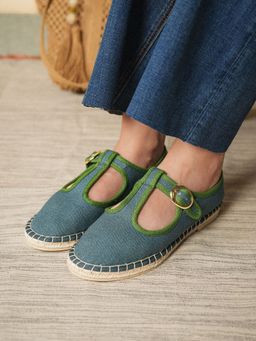 Theater - Women Catalonia Blue Suede Mary Jane Espadrilles