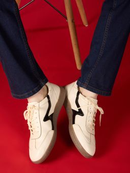 ATESBER - Mens Beige Casual Solid Round Toe Sneakers