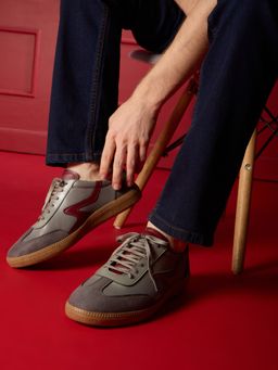 ATESBER - Mens Grey Casual Solid Round Toe Sneakers