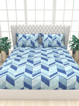 the White Moss - Clay Printed 210 Tc 100% Pure Cotton Queen Bedsheet With 2 Pillow Covers