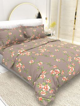 the White Moss - Floral 210 Tc Queen Bedsheet With 2 Pillow Covers