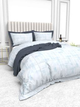 the White Moss - Cynthia Blue Printed 250 Tc Pure Cotton King Bedsheet With 2 Pillow Covers