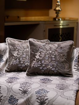 BELIHODE - Moonlight Mahal Embroidered Cushion Cover (Pack of 2) (16x16 inches)