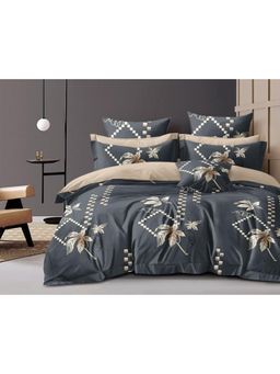 BAJO'S - 210 Tc Queen Bedsheet With 2 Pillow Covers Grey