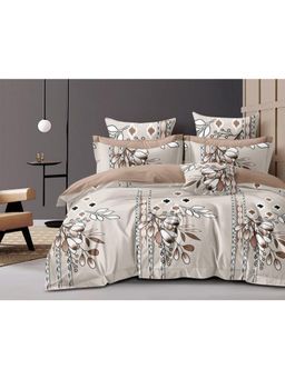 BAJO'S - 210 Tc Queen Bedsheet With 2 Pillow Covers Beige
