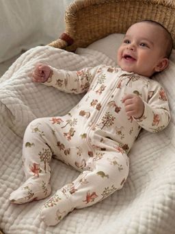 Oh My Bebe - Harvest Print Organic Cotton Baby Romper