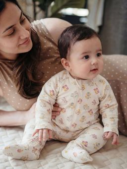 Oh My Bebe - Posie Floral Print Organic Cotton Baby Romper
