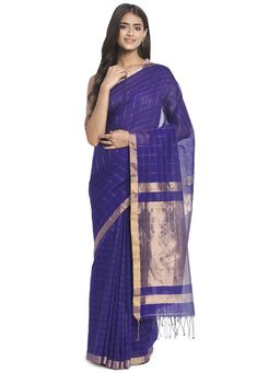Fabindia - Blue Hand Woven Cotton Silk Sari