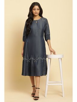 W - Blue Embroidered Dress