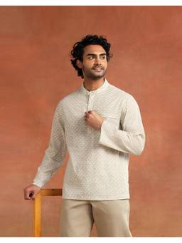 Fabindia - Men Multicolor Printed Mandarin Collar Kurta