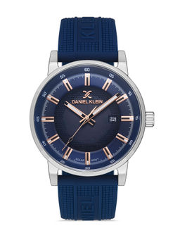 Daniel Klein - Dark Blue Grey White Color Silicone Strap Watch for Men DK.1.13198-4