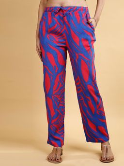 SOIE - Womens Blue Pocket Supersoft Rayon Printed Pyjama