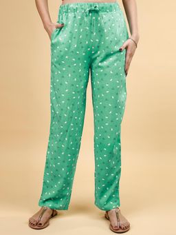 SOIE - Womens Green Pocket Supersoft Rayon Printed Pyjama