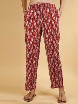 SOIE - Womens Maroon Pocket Supersoft Rayon Printed Pyjama