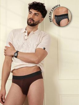 WROGN - Men Grey-Maroon Daily Ease Briefs (Pack of 2)