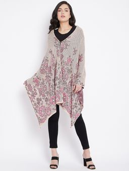 KnitStudio - Beige Botanical Woven Shawl