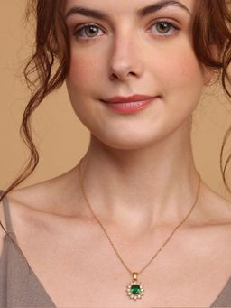 Palmonas - Green Sapphire and Diamond Halo Pendant for Womens Waterproof & Anti-Tarnish