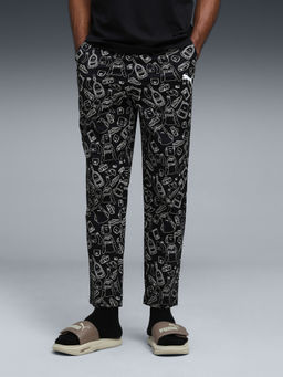 Puma - Black Comfort Weave Printed Trackpant