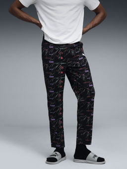 Puma - Black Comfort Weave Printed Trackpant