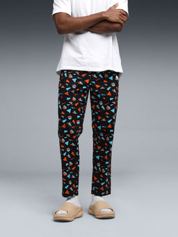 Puma - Black Comfort Weave Printed Trackpant