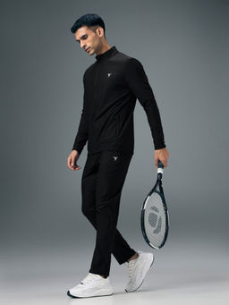 Technosport - Black Solid Slim Fit Sports Tracksuit
