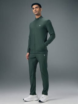 Technosport - Green Solid Slim Fit Sports Tracksuit